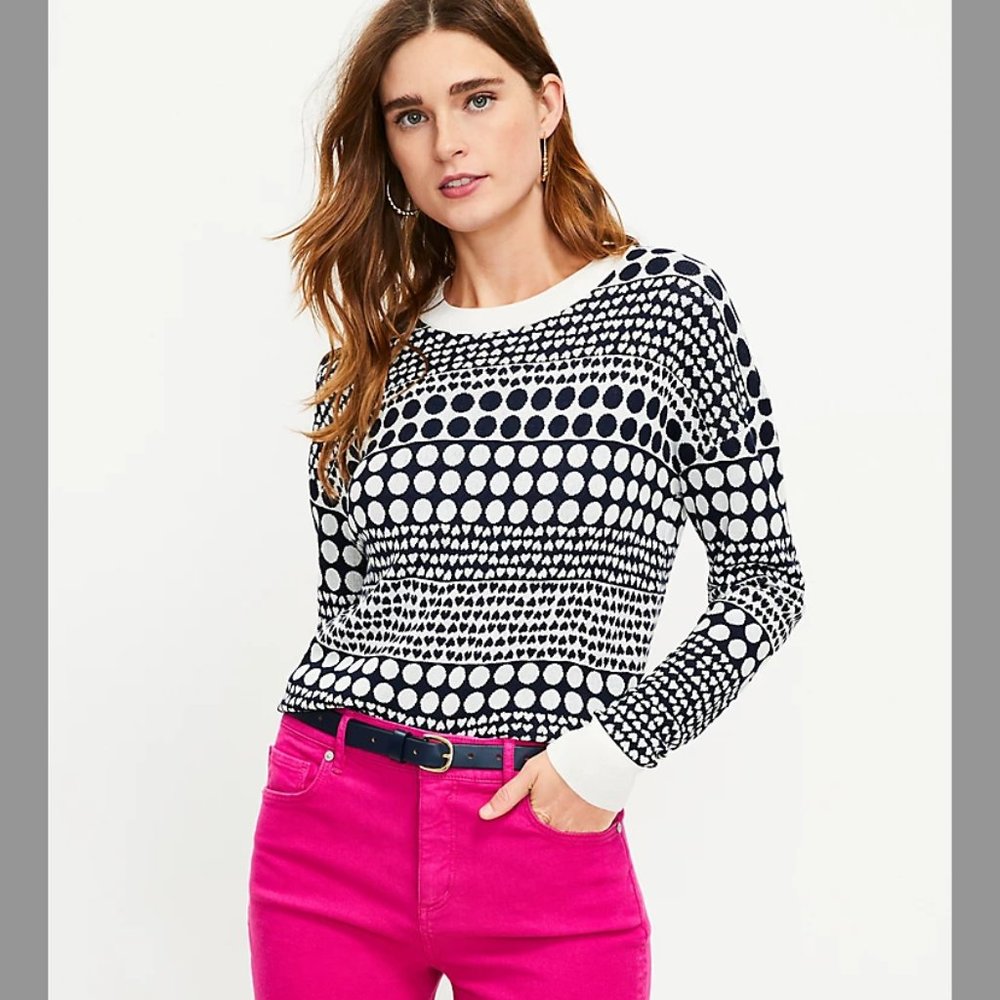 NWT LOFT Heart Dot Sweater